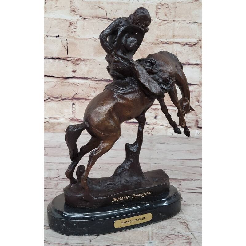 Bronco Twister Frederic Remington Cowboy Bronze Statue Sculpture Western 10 Inches X 10 Inches