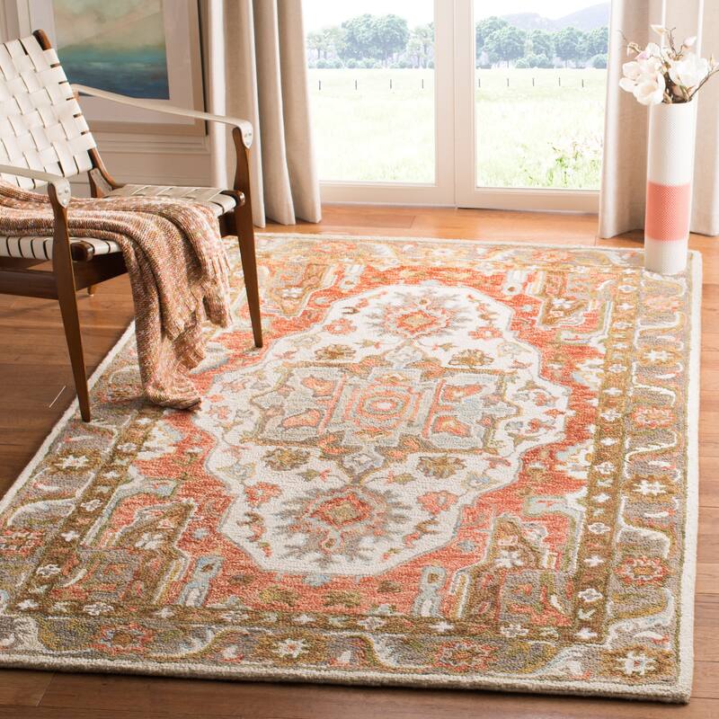 SAFAVIEH Handmade Trace Jenna Oriental Wool Rug - 3' x 5' - Ivory/Red