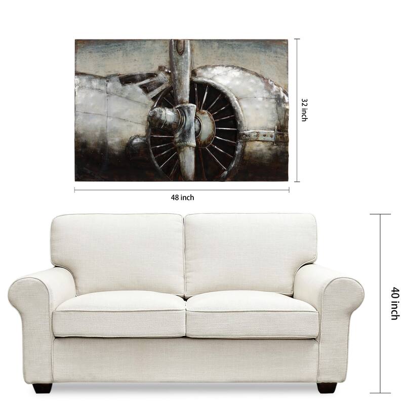 "Plane Propeller" Mixed Media Iron Hand Painted Dimensional Wall Art