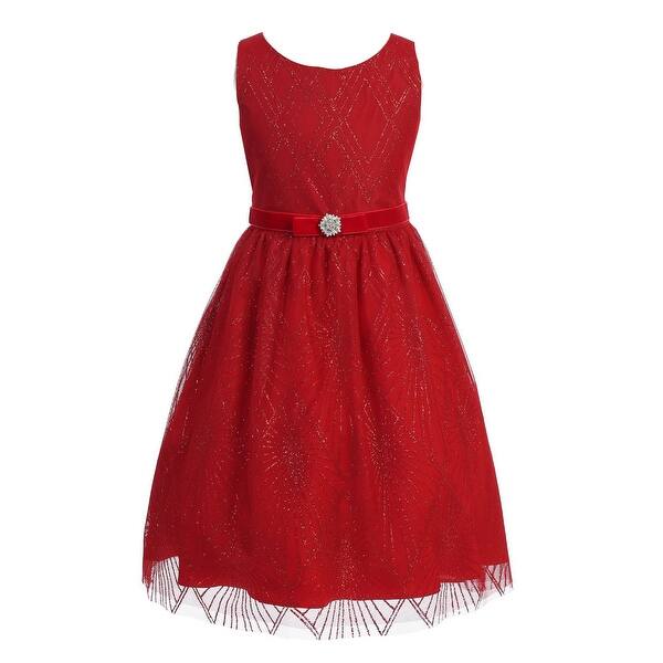 Shop Kids Dream Plus Size Girls Red Diamond Mesh Overlay Christmas Dress Overstock 29812498