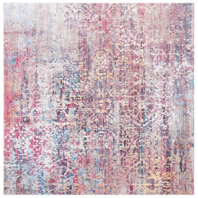 SAFAVIEH Bristol Pegguy Vintage Boho Oriental Polyester Rug - 7' Square - Pink/Multi