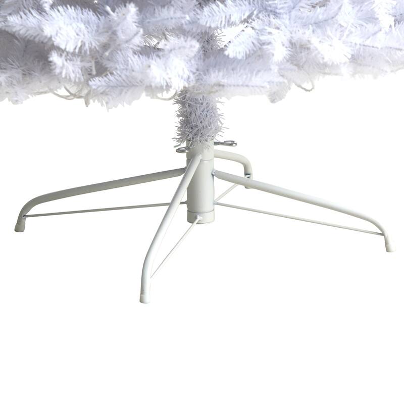 9ft. Slim White Artificial Christmas Tree with 600 Warm White LED Lights & 1860 Branches - Towering Holiday X-Mas Display