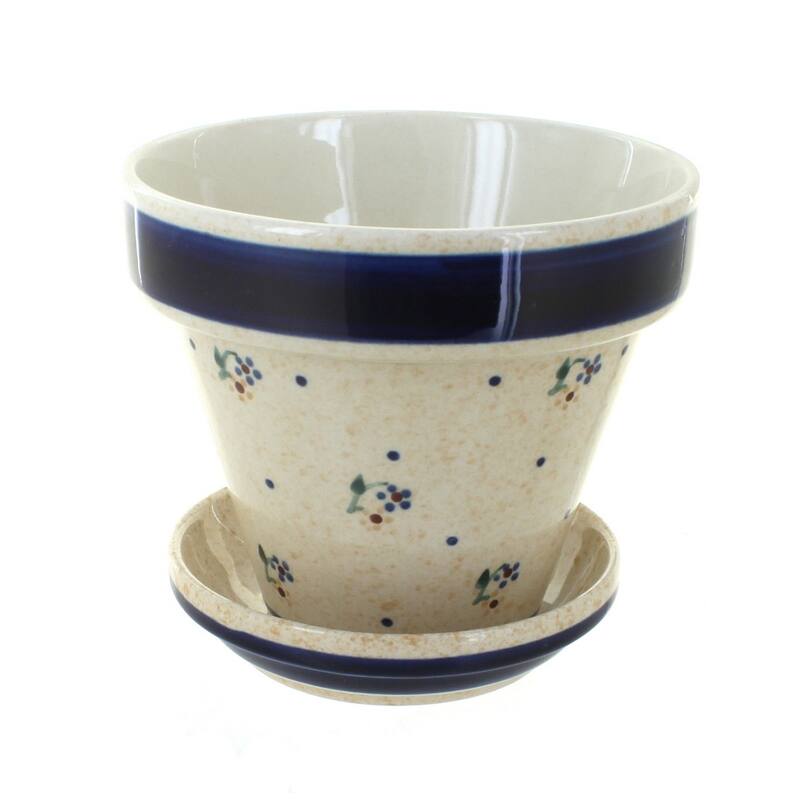Blue Rose Polish Pottery 890-893 Zaklady Small Flower Pot - Country Meadow