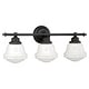 preview thumbnail 8 of 8, Huntley 3-Light 24 in. W Oil Rubbed Bronze Bathroom Vanity Lighting Fixture, White Schoolhouse Milk Glass Globe Shade, Dimmable