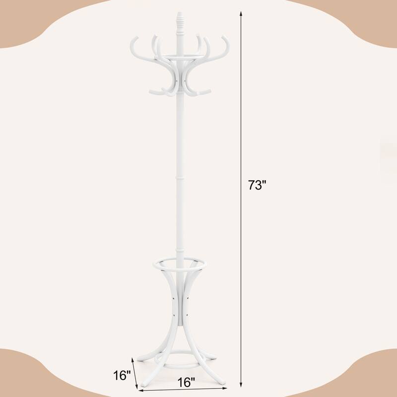 Gymax 73'' Freestanding Coat Hanger Stand Coat Rack w/ Umbrella Holder