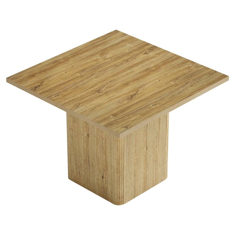 39-Inch Square Dining Table for 4, Small Fluted Kitchen Table with Sturdy Pedestal