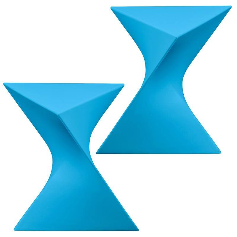 Randolph Modern Indoor Lightweight Side Table with Triangular Curved Design Accent End Table for Home Living Room or Bedroom - Set of 2 - Blue