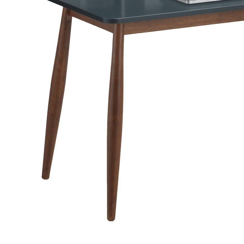 Home Office Writing Desk Wood Study Desk with Storage Shelf, Grey