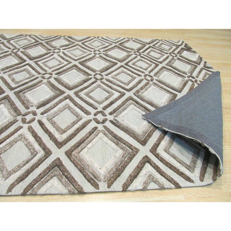 Beige Contemporary Geometric Raga Area Rug - Modern Elegance and Versatile Design - 5' x 8'