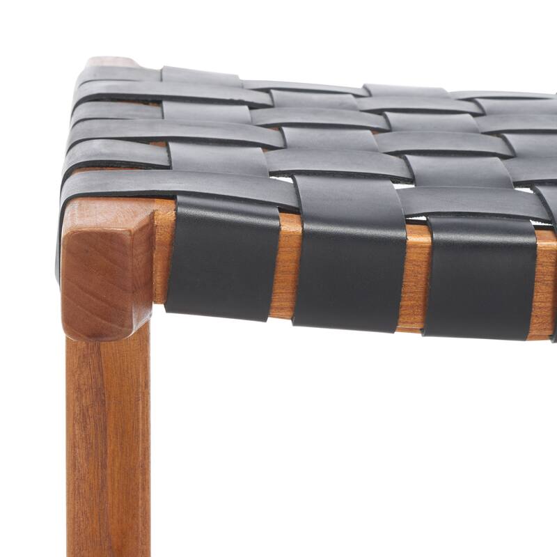 SAFAVIEH Remzija 30-inch Woven Leather Rectangle Bar Stool - 20" W x 19" D x 30" H