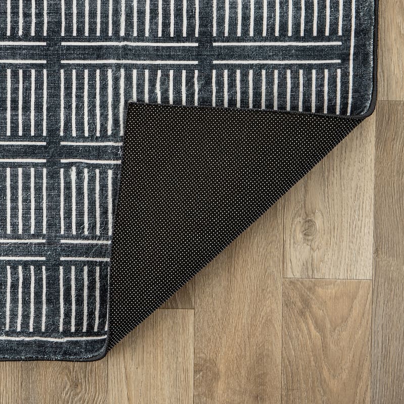 World Rug Gallery Bohemian Stripe Lines Washable Non Slip Area Rug