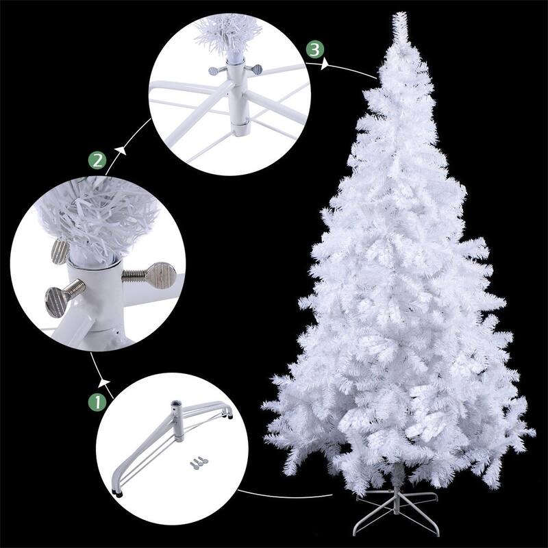 Clihome 5-8 ft White Artificial PVC Christmas Tree