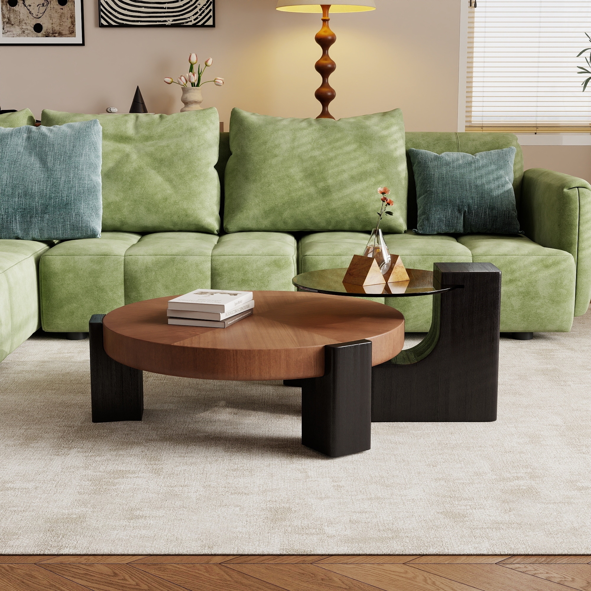Coffee Table Set of 2 , 35.43" Large & 19.69" Small Tables