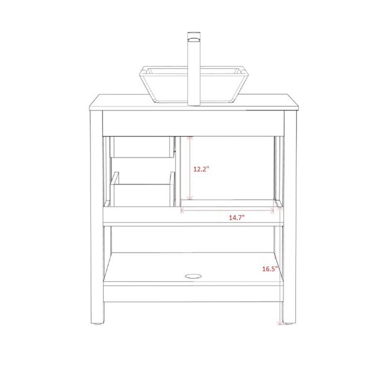 30 Inch MDF Freestanding Bathroom Vanity Set in Gray with Wood Top and Ceramic Sink and Faucet