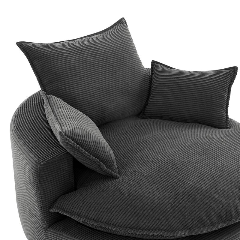 360° Swivel Accent Barrel Chair with Dual-Layer Cushions by Harper&Bright Designs