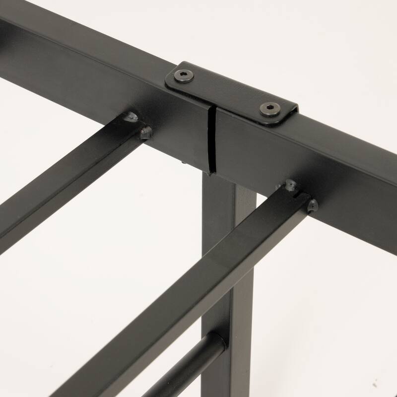 Twin Bed Frame Metal & Wood Style - Rustic Bed with Storage & Sturdy Base