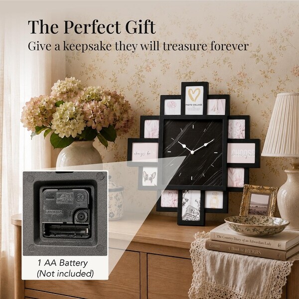 20 x 20 Photo Collage Wall Clock - Center Design & Frame Color