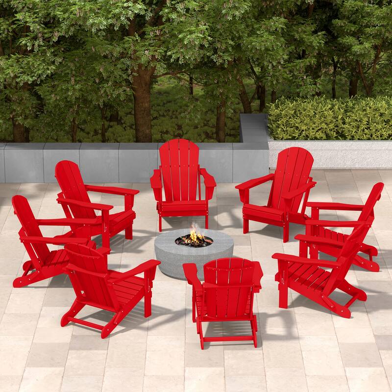 Laguna Hdpe All Weather Outdoor Patio Foldable Adirondack Chairs (Set Of 8)