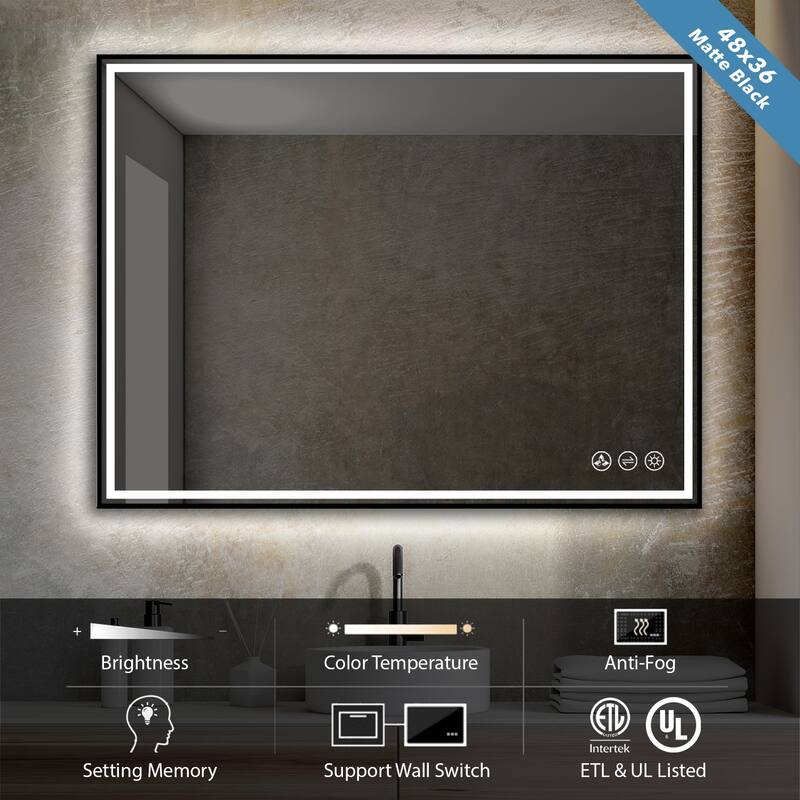 Fogless Color and Brightness Adjustable LED Mirror