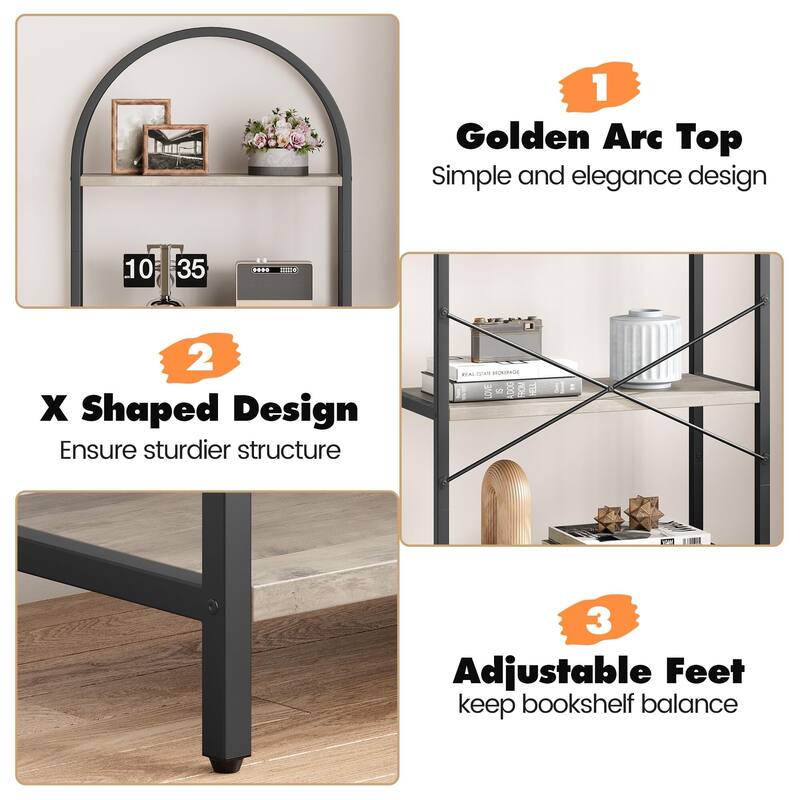 Bookshelf Tall Bookcase Arched Standing Bookshelves