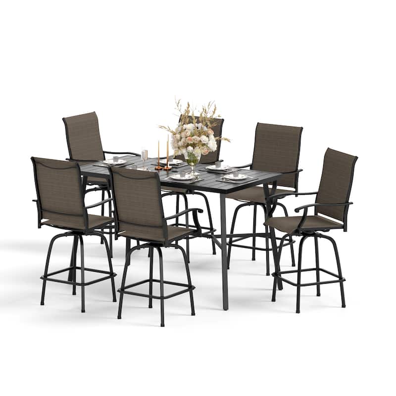 7-Piece Patio Bar Stool Set Textilene Swivel Stools
