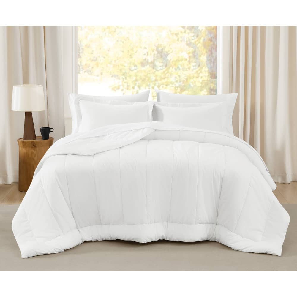 Brooklyn Loom Oversized Cotton Percale 3 Piece Comforter Set