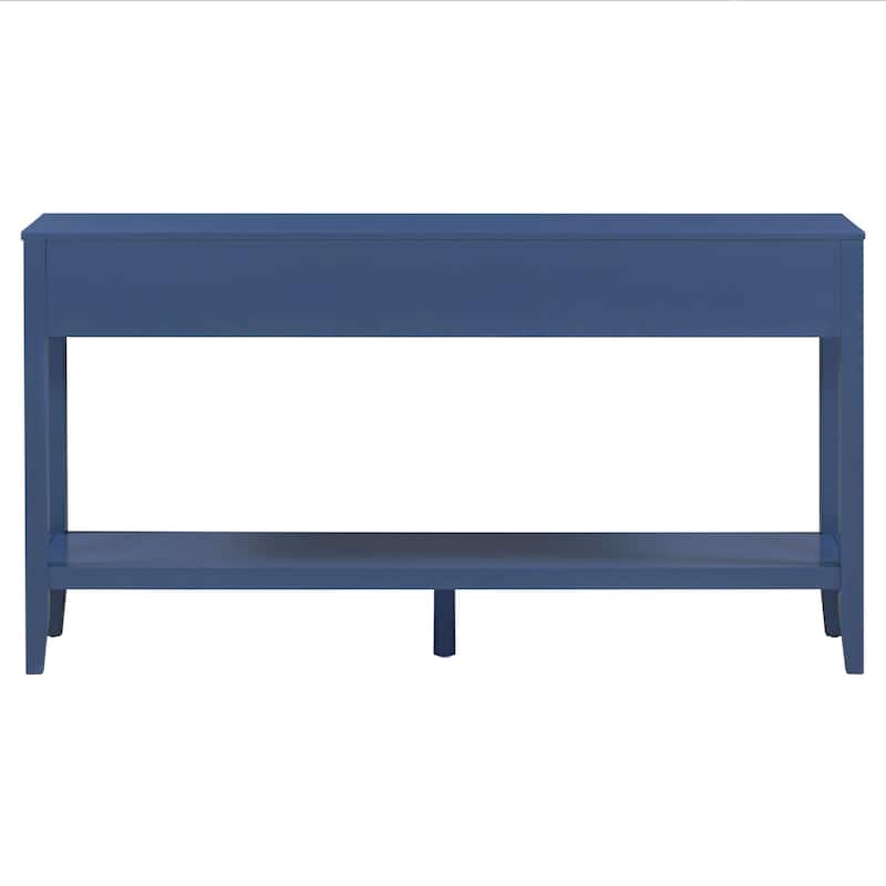 62.2'' Entryway Table, Minimalist Sofa Table with 3 Drawers, Painted Console Table with Bottom Shelf and Iron Handles