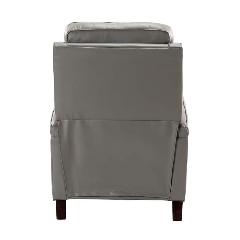 Gaspar Mid-Century Modern Genuine Leather Pushback Recliner with Wood legs Set of 2 by HULALA HOME
