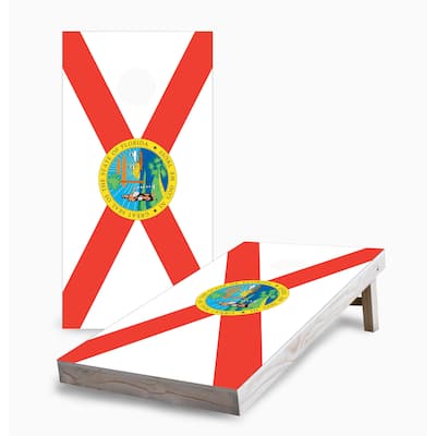 Florida State Flag Corn Hole Board Set w Case & Lights