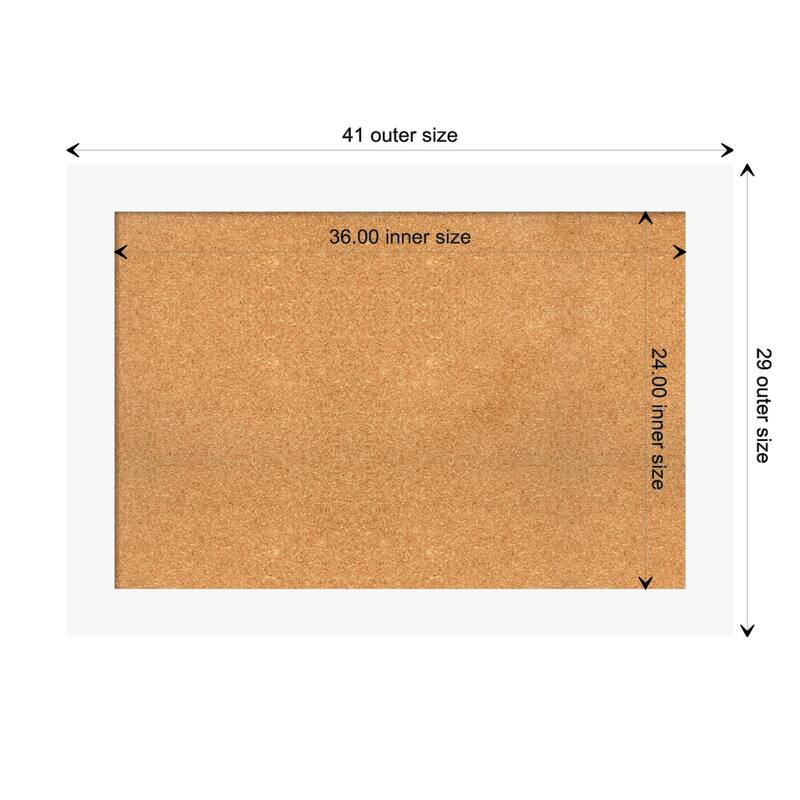 Basic Wood Framed Natural Corkboard Bulletin Board - Basic White - Board Size 36x24