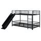 preview thumbnail 7 of 10, Twin over Twin Size Metal Bunk Bed with Slide and Guardrails, Black
