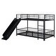 preview thumbnail 4 of 37, Twin over Twin Size Metal Bunk Bed with Slide and Guardrails