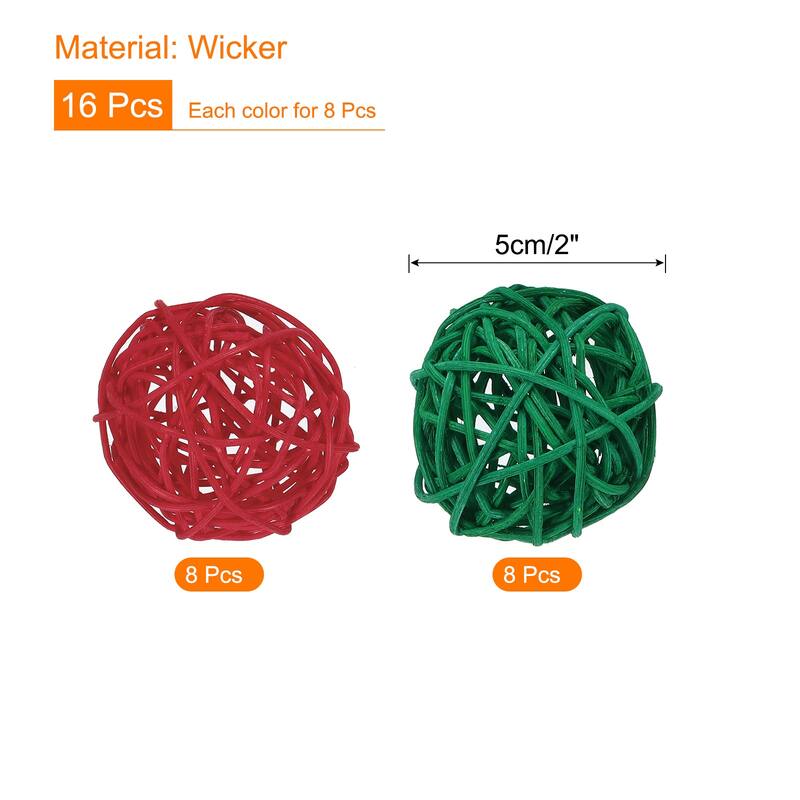 Set of 16 Pcs Wicker Rattan Balls 2 Inch Rattan Decorative Balls