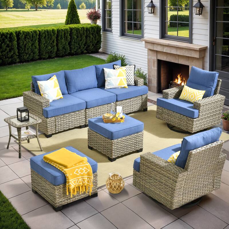XIZZI 8-piece Wicker Patio Furniture Set with Swivel Chairs