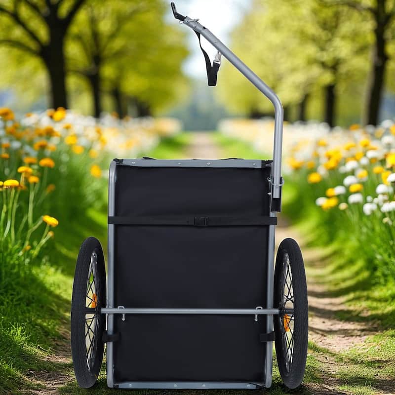 Large Folding Dog Bike Trailer - 66LB Capacity Pet Bicycle Carrier with Steel Frame, All-Terrain Wheels & Rain Cover