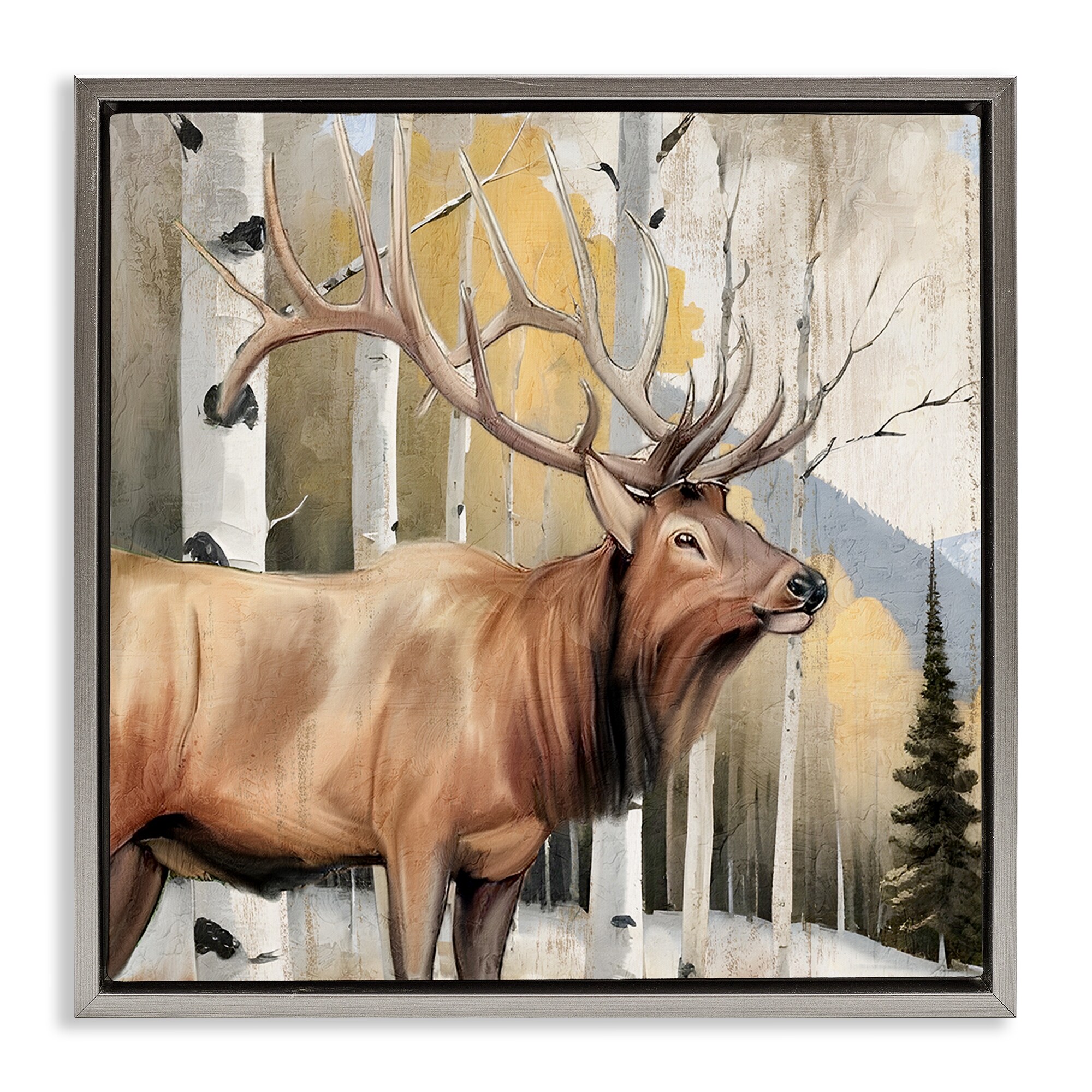 Stupell Mountain Walk Elk Forest Framed Floater Canvas Wall Art Design By Kim Allen