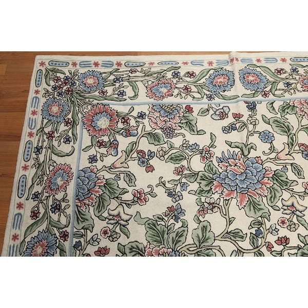 Hand Knotted Beige Blue Pale Pink Green Multi Hand Hooked Wool Traditional Oriental Area Rug 6x9 6 X 9 Overstock 31519821