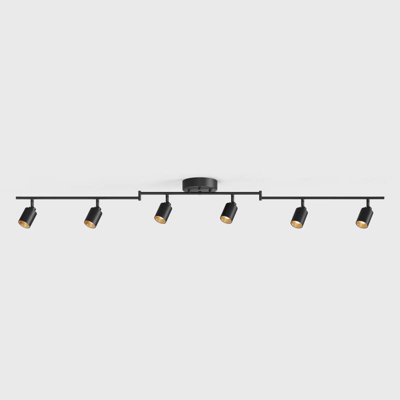 Shura 6-Light Black Integrated LED Swivel Track Light with Rotatable Heads, 5 ft. Track Lighting Kit, 3000k, 3000 Lumens