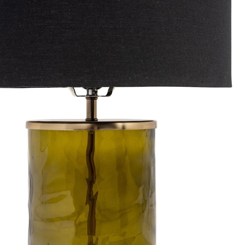 Klara 22" Green Glass Table Lamp with Black Shade - 13 x 13 x 22