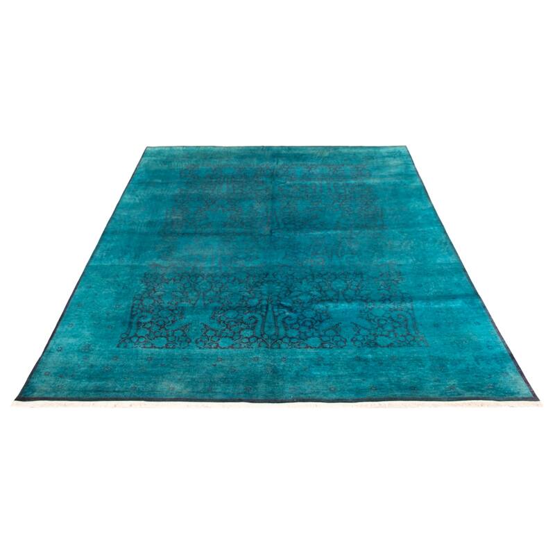 ECARPETGALLERY Hand-knotted Vibrance Turquoise Wool Rug - 8'11 x 11'8
