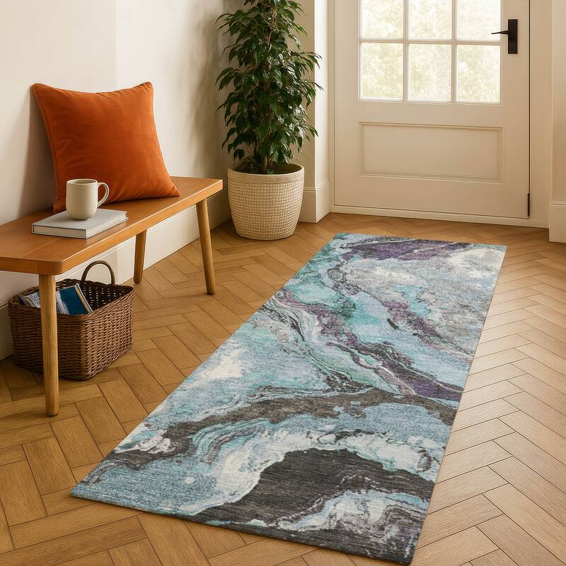 Premium Washable Super Soft Mayfield Rug - Teal - 2'3" x 7'6"