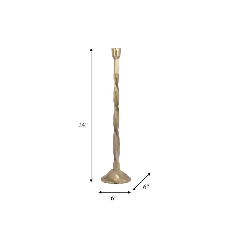 Sagebrook Home Metal, Twisted Floor Taper Candleholder, Gold, Pillar, Solid Color
