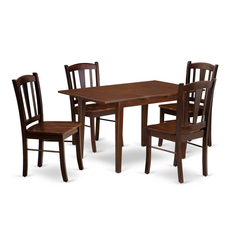 5-Piece Mahogany Finish Solid Wood Top - Dining Room Set - Seats-4