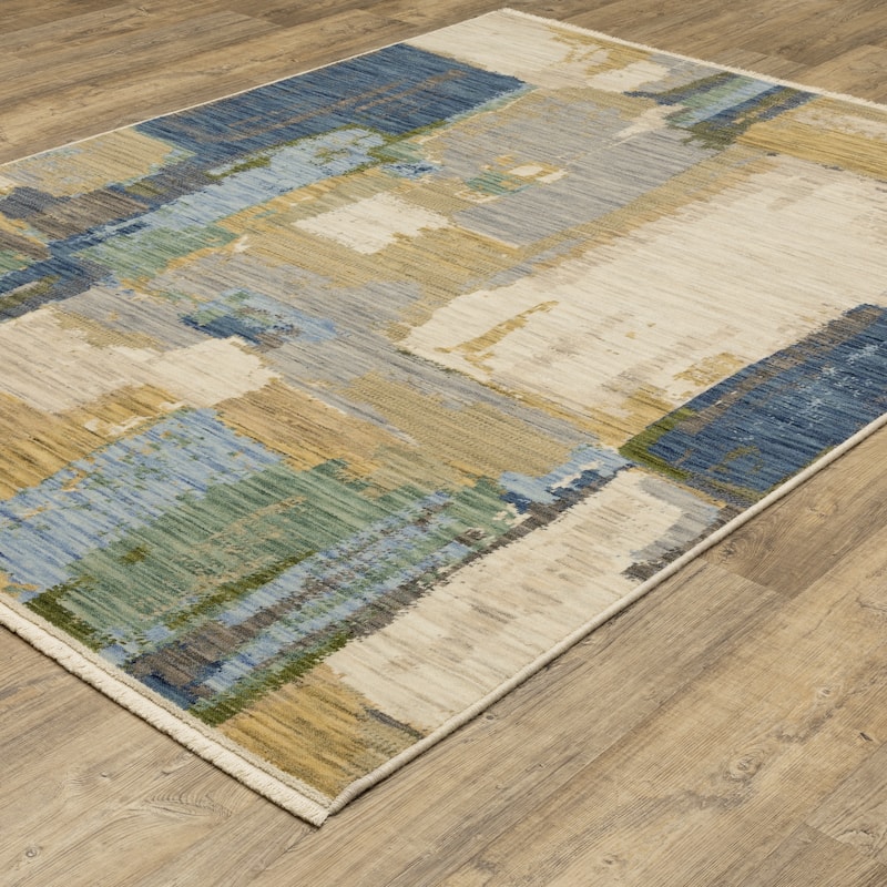 Style Haven Shiloh Abstract Palette Blue/Green Wool Blend Area Rug