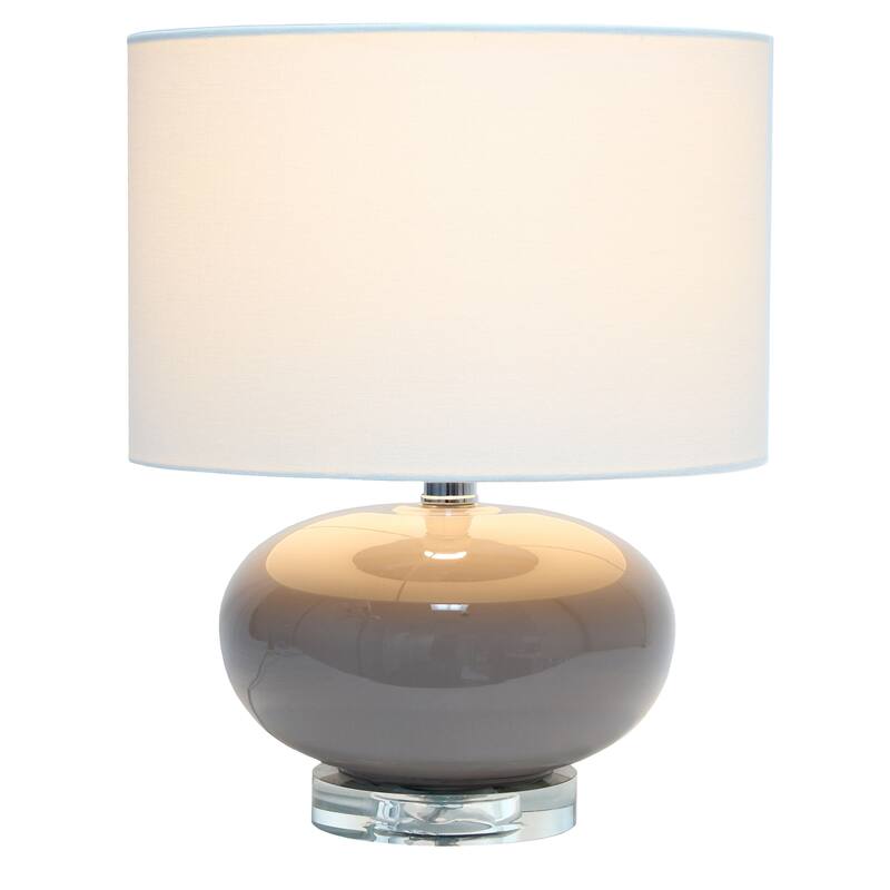 15.25 in. Gray Finish Table Lamp with White Shade, Sturdy Table Lamp for Living Rooms and Bedrooms