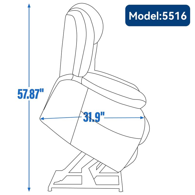 Dual Motor Infinite Position Power Lift Recliner Chair with 8 Point Vibration Massage and Lumbar Heating
