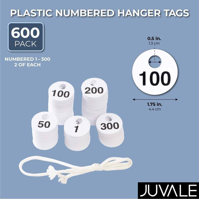 Juvale 2-Set Reusable Plastic Coat Room Check Tag, Double-Sided, Numbered 1-300 per Set