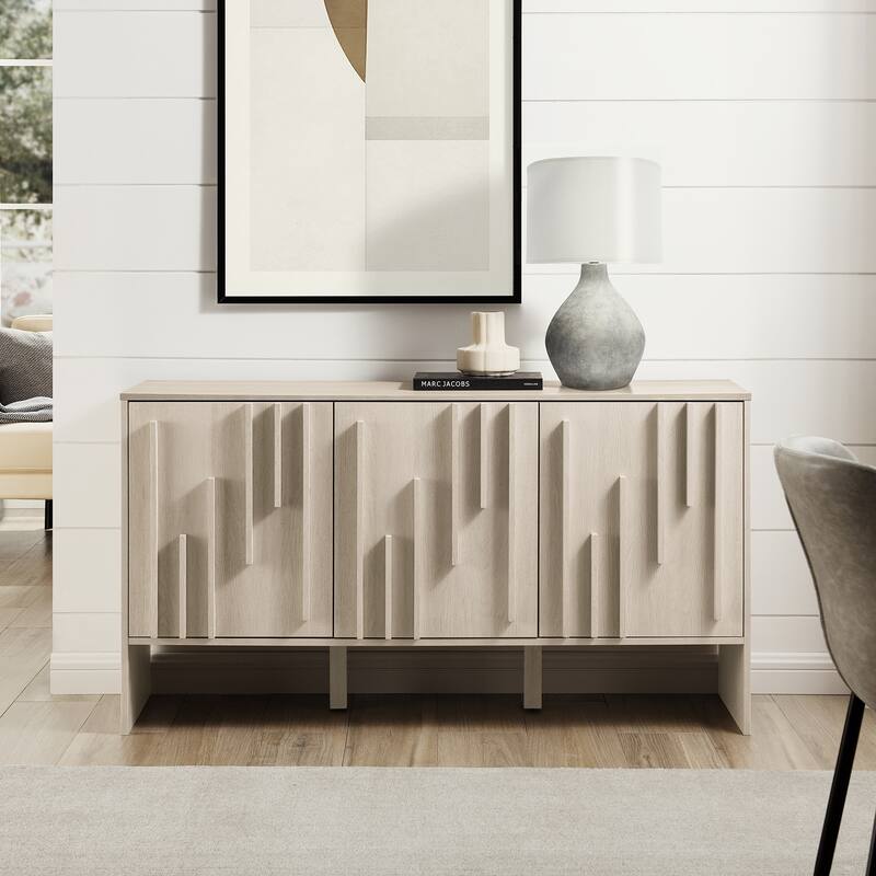 Middlebrook Designs Scandi Detailed-Door Buffet - Ivory Oak