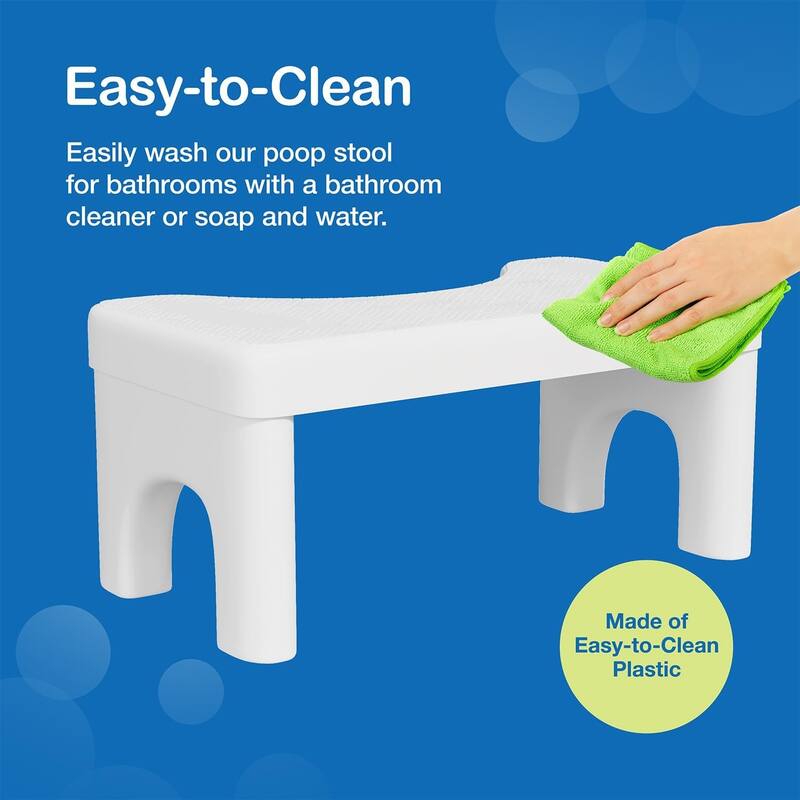 Step and Go Toilet Stool for Bathroom, Potty Poop Squat Stool 7" - White