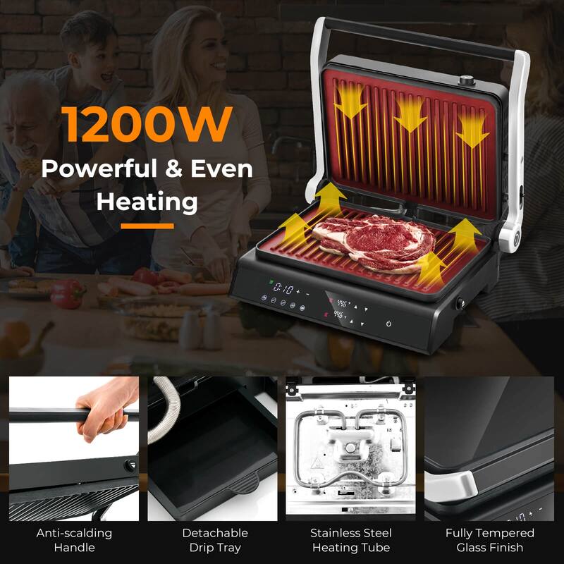 Costway Electric Panini Press Grill Sandwich Maker with LED Display & - See Details